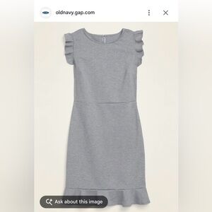PRISTINE Old Navy Ruffled Ponte-Knit Sheath Dress - Heather Gray - XS Petite